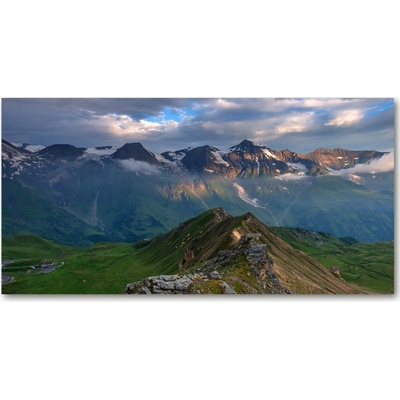 Foto obraz sklo tvrzené vrcholy hôr 100x50 cm