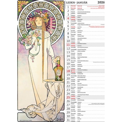 Alfons Mucha nástěnný 2026