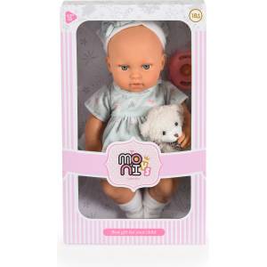 Moni Детска кукла Moni Toys - Lovely Baby Bear, 30 сm, с рокля (111795)