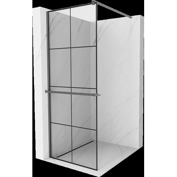 Mexen Kioto+ душова стена с рафт Walk-in 90 x 200 см, черен модел, gun metal - 800-090-121-95-77 (800-090-121-95-77)