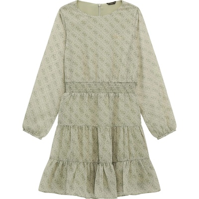 Guess Шифонена рокля в бледо зелено покрита с надписи Guess