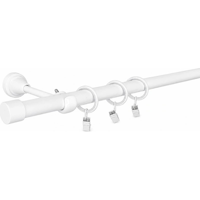 KovovégarnýžeCZ Garnýž Rullo elegance 19 mm bílá lesklá Dvouřadá prodloužená, 480 cm, Kroužky s háčky