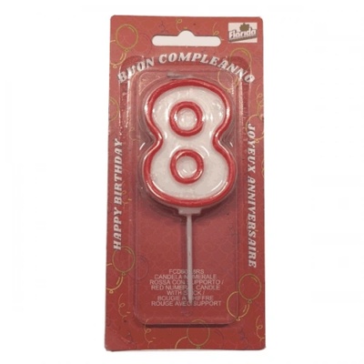 Свещ Рожден Ден червена 8