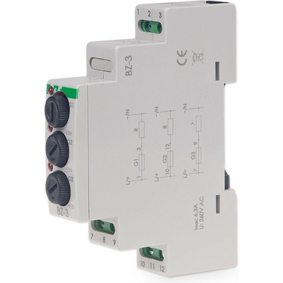 BZ-3 - Poistkové púzdro 3x ø5x20mm na DIN lištu, 230V; 6,3A