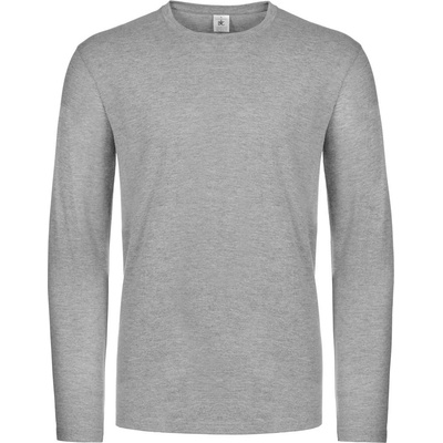 B&C E190 LSL pánské tričko s dlouhým rukávem z těžké bavlny sport grey