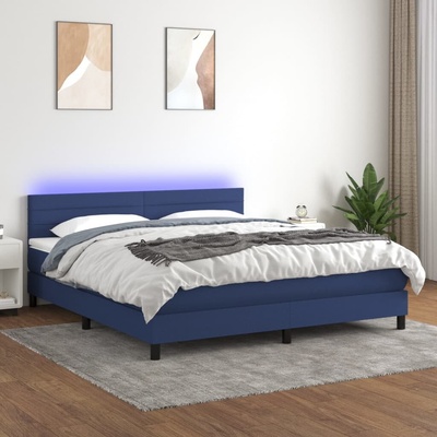 vidaXL 11461.3133259 Boxspring postel s matrací a LED modrá textil