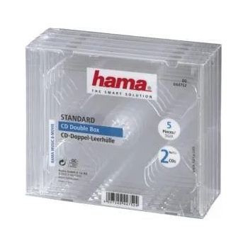Hama Кутийка за CD/DVD HAMA Double Jewel Case, прозрачен, 5 бр. в пакет, HAMA-44752