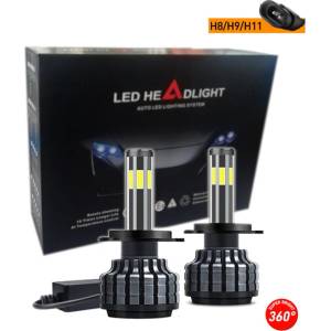  Комплект 360° градуса COB LED ЛЕД диодни крушки H11 H8 H9 Х11 Х8 Х9 12V 80W 16000lm за фарове Canbus без грешки