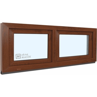 KNIPPING Plastové okno - 70 AD, 1800x600 mm, S/S, ořech Sklo: čiré, Barva, imitace: ořech/bílá (jednostranně)
