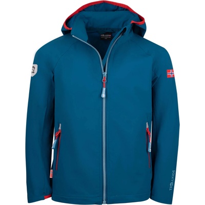 TROLLKIDS Детско ежедневно яке Trollkids Kid's Kvalvika Jacket Softshell jacket - Petrol / Spicy Red - размер 128 (EU) (703-2691-0316)