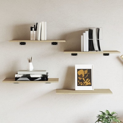 vidaXL Рафтове за етажерка, 4 бр, дъб сонома, 60x30x1, 5 см, ПДЧ (805240)