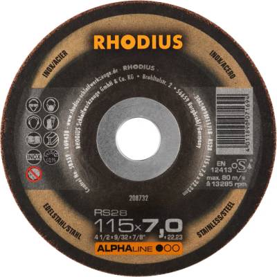 RHODIUS Brusný kotouč RS28 115 x 7,0 x 22,23 ALPHAline 208732