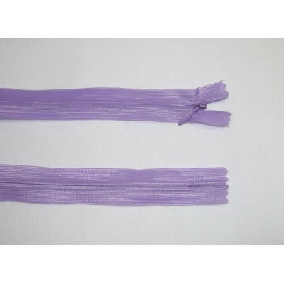 Zips krytý 3mm fialový nedeliteľný 40cm dederon
