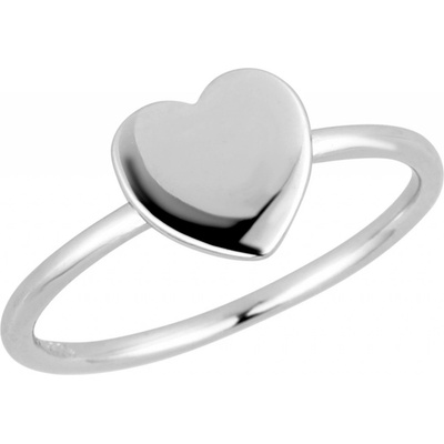 Evolution Group Stříbrný prsten lesklé srdce 65015