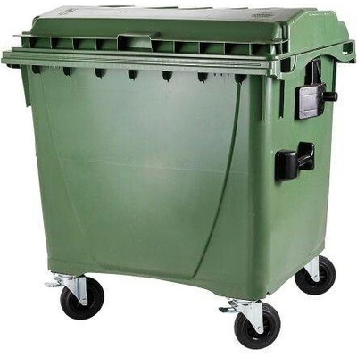 MEVA-TEC Plastový kontejner s plochým víkem 1100 l. - zelený