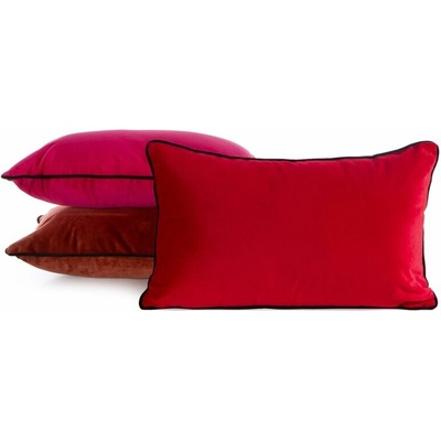 Eurofirany Zamatový vankúš GAJA - červený červená Polyester 30x50