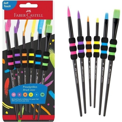 Faber-Castell Štětce Soft Touch, Black - 6 ks