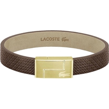 Lacoste Hnědý kožený náramek Monogram Leather 2040187