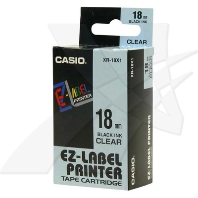 Páska do tiskárny štítků Casio XR-18X1 18mm černý tisk/průhledný podklad
