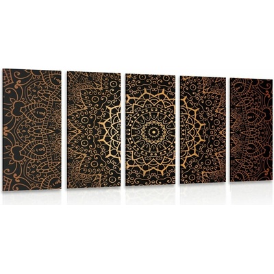 5-dielny obraz vintage Mandala v indickom štýle