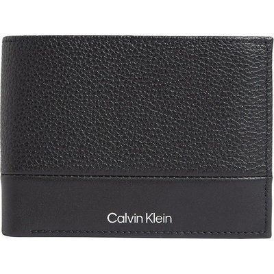 Calvin Klein Pánska kožená peňaženka Subtle Mix Trifold 6CC W/Coin /Čierna