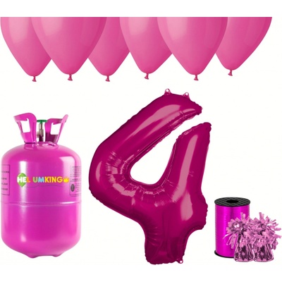 HeliumKing Helium párty set na 4. narozeniny s růžovými balónky