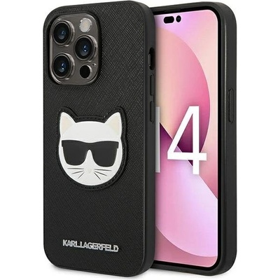 KARL LAGERFELD Кейс Karl Lagerfeld KLHCP14LSAPCHK за iPhone 14 Pro 6, 1", твърд, черен / черен, Saffiano Choupette Head Patch (KF001135-0)