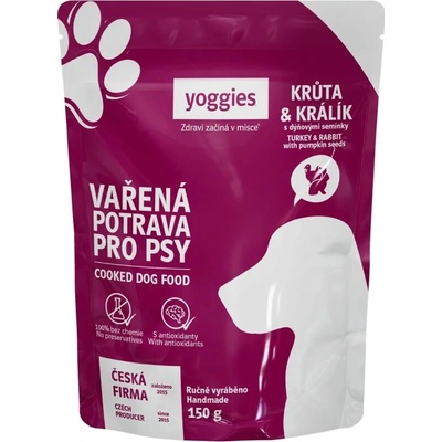 Yoggies Vařená potrava krůtí a králičí maso s dýňovými semínky 150 g