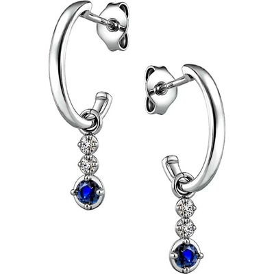 Zlaton Náušnice bílé zlato s kamenem visací 2.5cm 2.4g s diamanty 0.020ct 000580202238