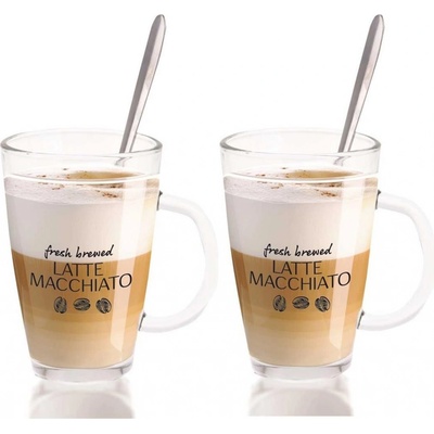 Excellent Houseware 2 pohárov s lyžičkou Latte 300 ml