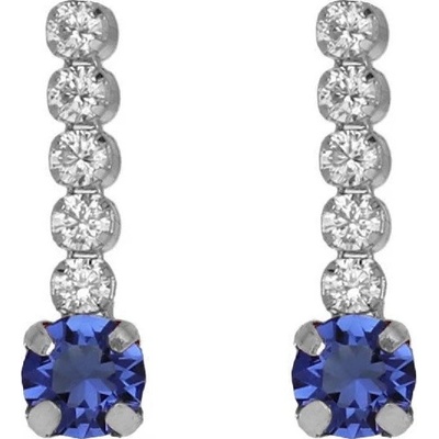 Victoria Cruz Třpytivé visací náušnice s modrým krystalem Shine A4669-08HT