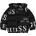 GUESS Oversize яке в черен цвят с бели надписи за мини момче Guess