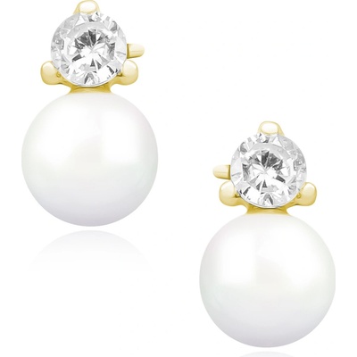 Lunica Stříbrné náušnice zlaté perličky 0301