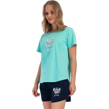 Дамска лятна макси пижама в синьо-зелено и тъмносиньо