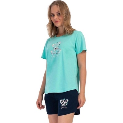 Дамска лятна макси пижама в синьо-зелено и тъмносиньо