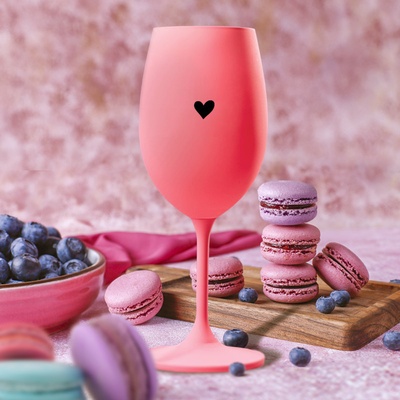 Ahome Sklenice na víno Srdce růžová 450 ml