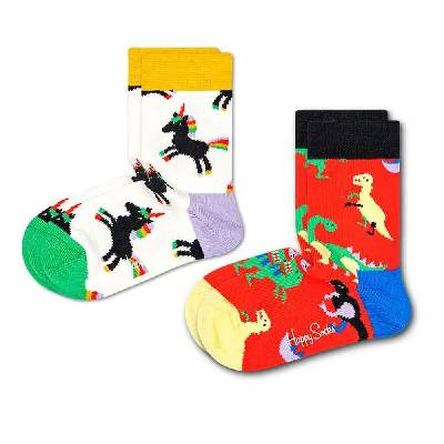 Чорапи Happy socks Dinosaur socks 2 pairs - Red / White (Multicolor)