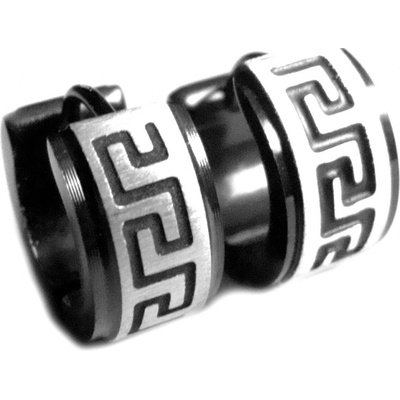 Steel Jewelry náušnice kroužky s řeckým vzorem z chirurgické oceli NS090402