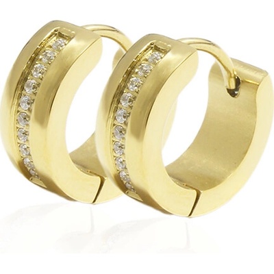 BM Jewellery Náušnice kroužky se zirkony Gold S1019130
