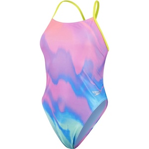 Speedo womens allover digital tie back - pastel ripples s - uk32
