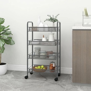 vidaXL Кухненска количка на 4 нива, сива, 46x26x85 см, желязо (336327)