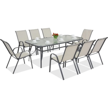 Garden Point Метална градинска мебел Modena за 8 човека с голяма маса Garden Point светло сива (GAP473-8)