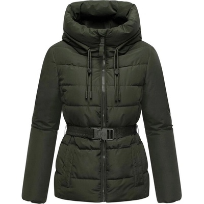 Marikoo Дамско зимно яке HIMEE 16 с висок яка и колан, тъмнозелено (M-104-830.HIMEE16.418_dark_olive)