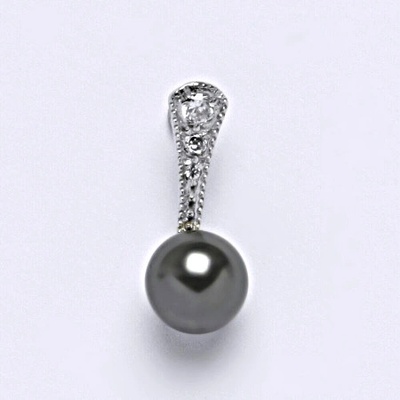 Čištín Stříbrný přívěšek Swarovski perla dark gray P 1241