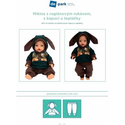 de-park Papírový střih - Mikina s raglánovým rukávem, s kapucí a tepláčky – Zboží Dáma de-park Papírový střih - Mikina s raglánovým rukávem, s kapucí a tepláčky – Zboží Dáma