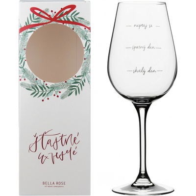 Bella Rose Sklenice na víno Neptej se! + vánoční krabička čirá barva sklo 350 ml
