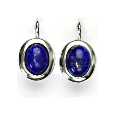 Čištín Stříbrné náušnice, přírodní Lapis lazuli 8x6 mm NK 1355