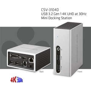 Club 3D Док станция за преносими компютри Club 3D - CSV-3104D (4K UHD, 3.0 USB-A към HDMI, DVI-I, 4xUSB-A, RJ45, 3.5 Jack Audio + Mic) (CSV-3104D)