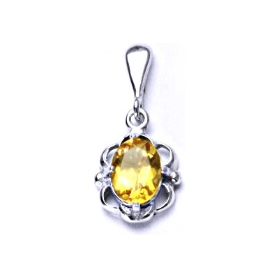 Čištín Stříbrný přívěsek,přírodní citrín pálený,přívěšek ze stříbra, P 1140/22