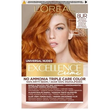 L'Oréal Excellence Creme Triple Protection боя за коса всички типове коси боядисана коса 48 ml нюанс 8UR Universal Light Copper за жени